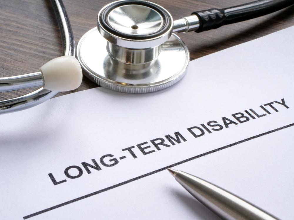 A form marked “long-term disability” indicates the amount of time that long-term disability lasts.