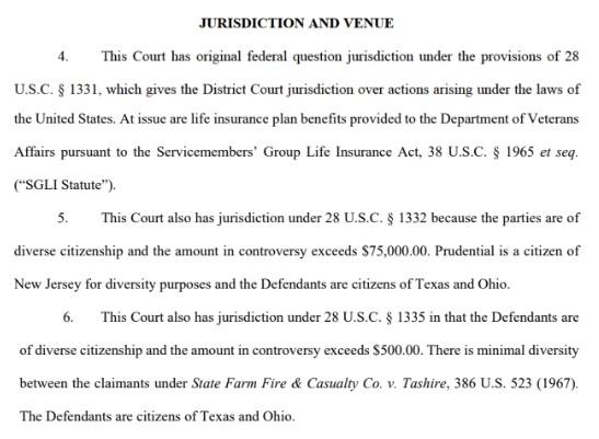 Interpleader Jurisdiction and Venue example